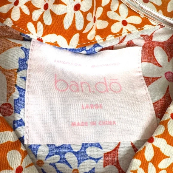 BANDO Floral Print Leisure Top & Pants Pajama Set NEW Size L Top XL Pant Daisies - Picture 11 of 14